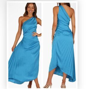 Petal and Pup Flin Pleated One Shoulder asymmetrical Midi Dress NWT Size S